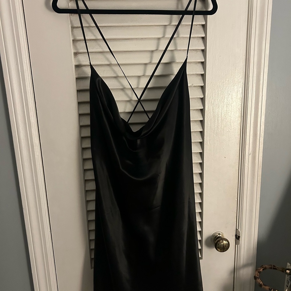 H&M Elegant Black Satin Mini Dress